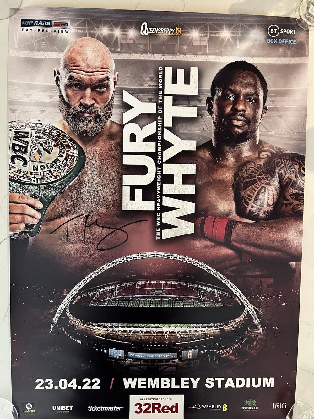Tyson Fury SIGNED fight poster - FURY VS WHYTE OFFICIAL Fight Poster Autograph 2